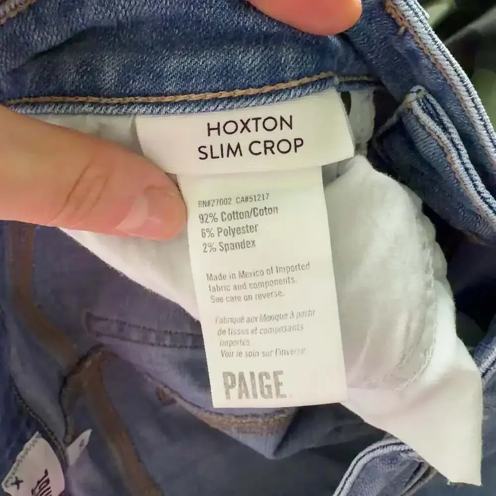 PAIGE Hoxton Slim Crop Jeans Size 29 Medium Wash Denim Women’s